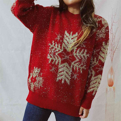 Snowflake Pattern Long Sleeve Sweater