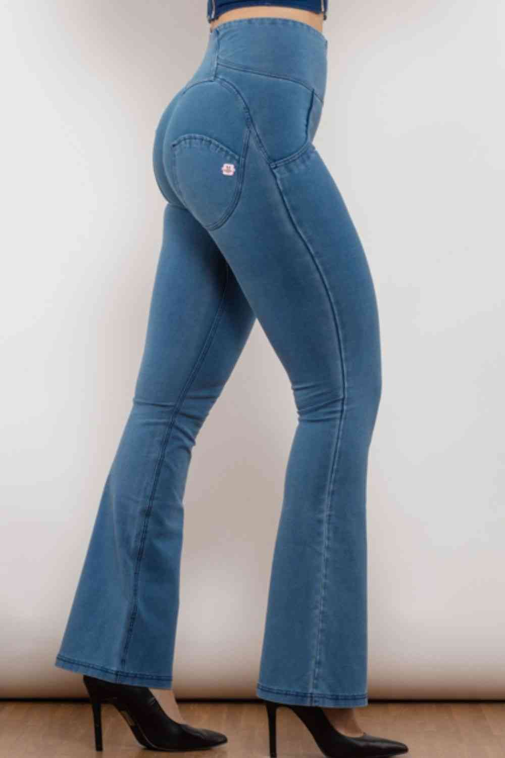 Zip Detail Flare Long Jeans