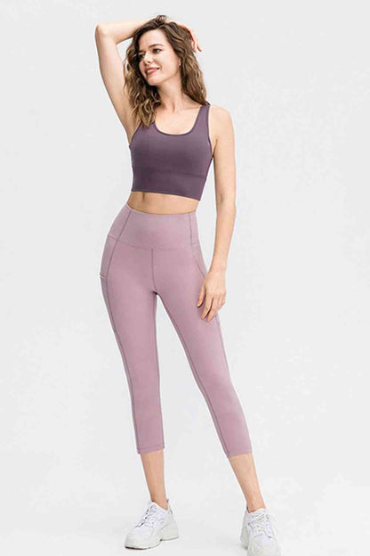 Wide Waistband Cropped Active Leggings with Pockets - Create the impossible