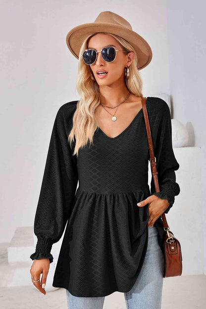 V-Neck Lantern Sleeve Blouse - Create the impossible