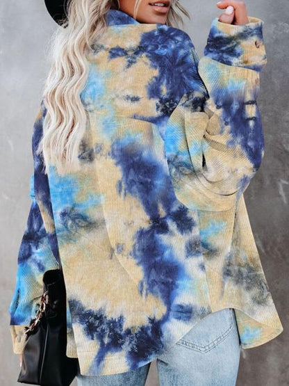 Tie-Dye Button Up Collared Neck Shirt