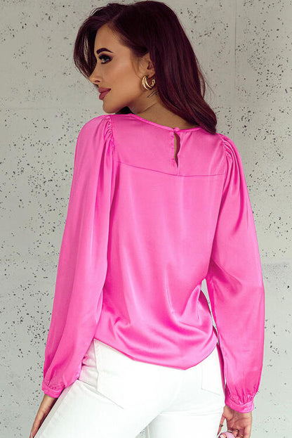 Round Neck Ruff Sleeve Blouse - Create the impossible