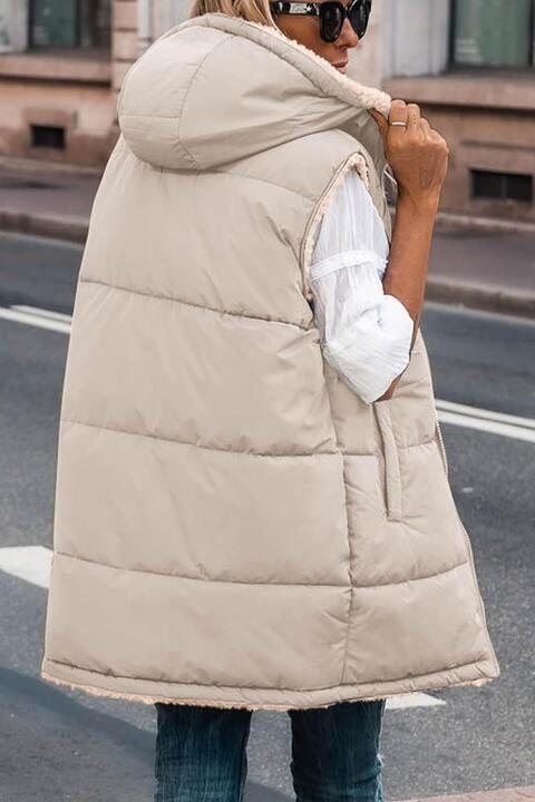 Zip-Up Longline Hooded Vest