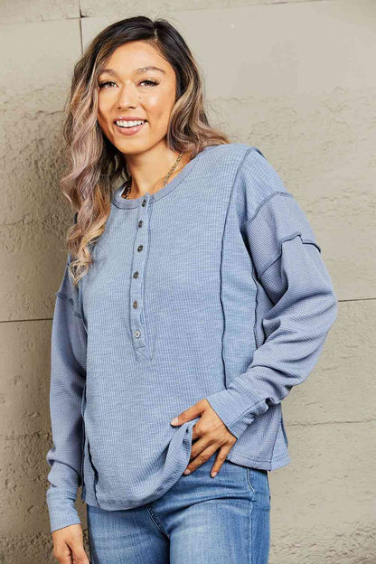 HEYSON Understand me Full Size Oversized Henley Top - Create the impossible