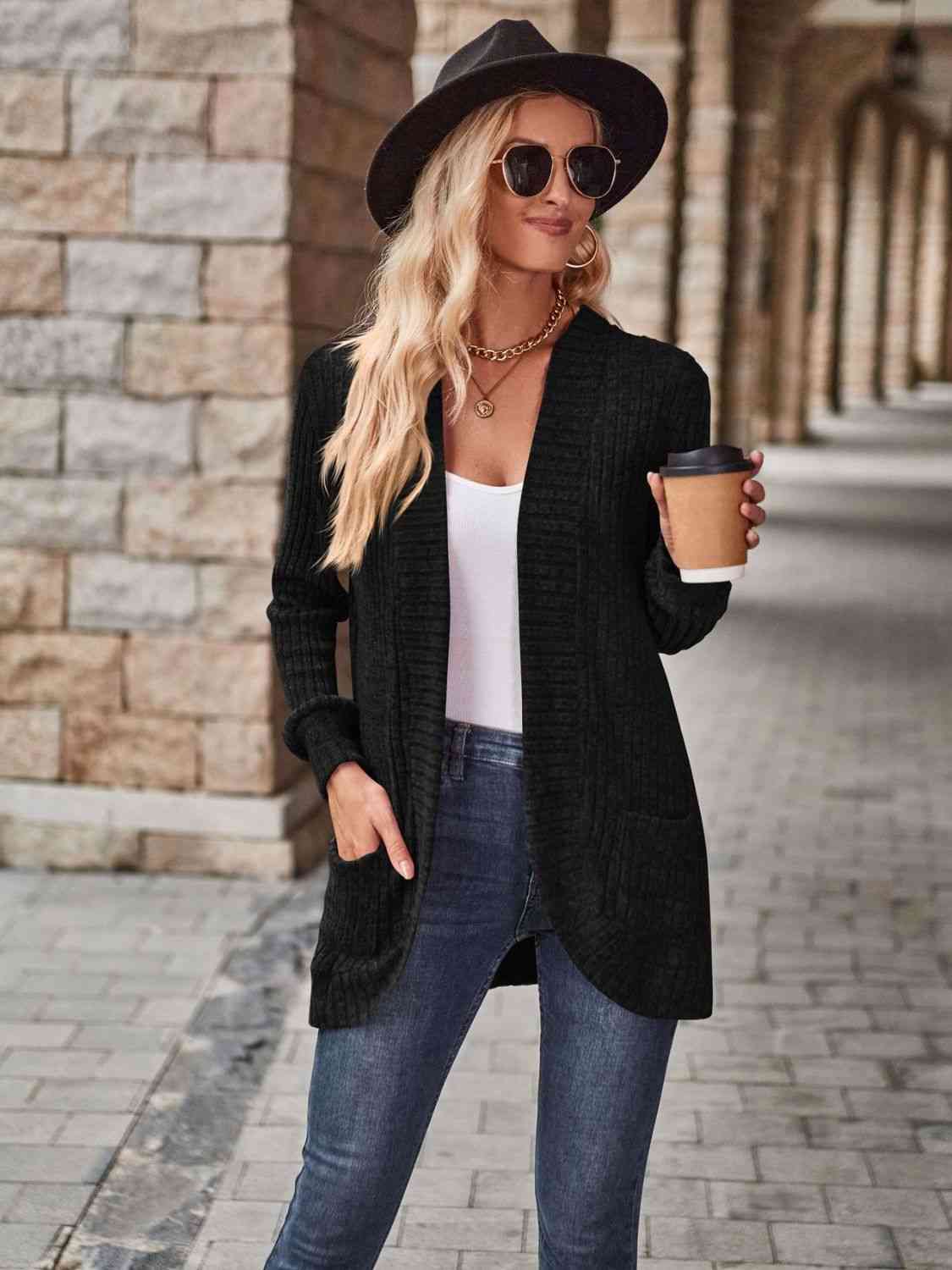Open Front Cardigan with Pockets - Create the impossible