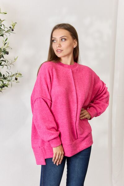 Zenana Full Size Center Seam Long Sleeve Sweatshirt - Create the impossible