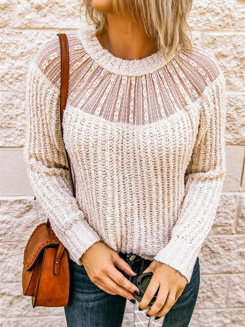 Round Neck Rib-Knit Sweater - Create the impossible