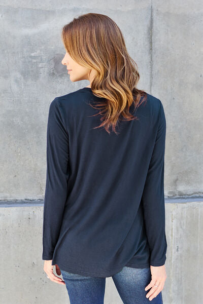 Basic Bae Full Size V-Neck Long Sleeve Top - Create the impossible