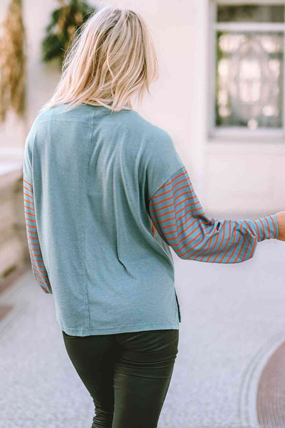 Striped Round Neck Long Sleeve T-Shirt