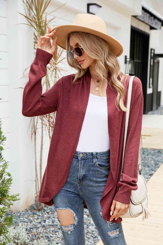 Open Front Long Sleeve Longline Cardigan