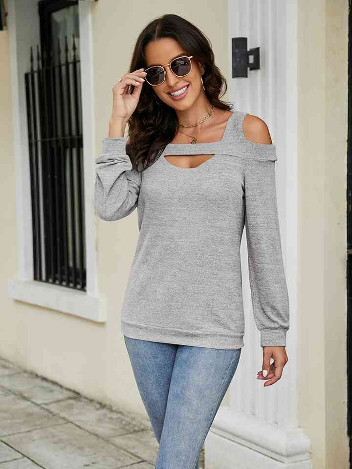 Cold Shoulder Cutout Square Neck Blouse - Create the impossible