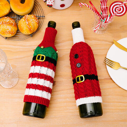 2-Piece Cable-Knit Wine Bottle Covers