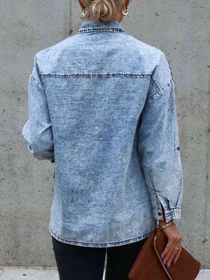 Button Front Collared Denim Jacket