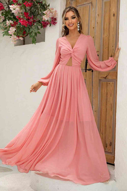 Twist Front Cutout Long Sleeve Dress - Create the impossible