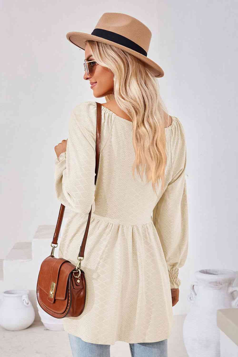 V-Neck Lantern Sleeve Blouse - Create the impossible