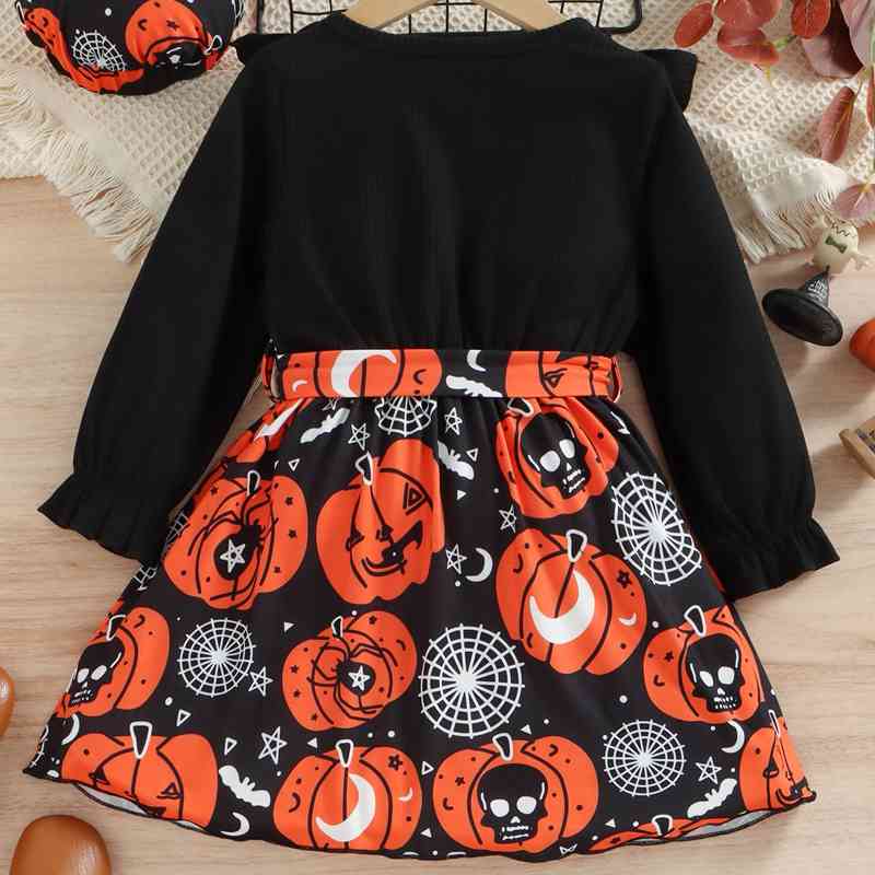 Halloween Theme Bow Front Round Neck Dress