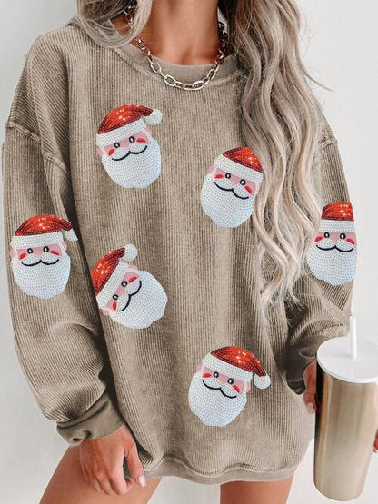 Sequin Santa Patch Ribbed Sweatshirt - Create the impossible