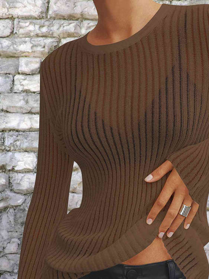 Round Neck Ribbed Knit Top