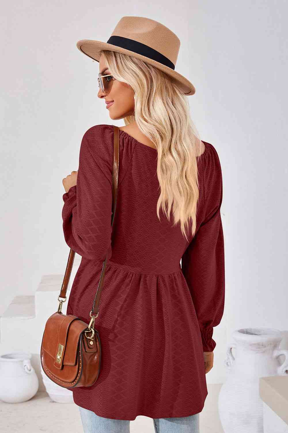 V-Neck Lantern Sleeve Blouse - Create the impossible