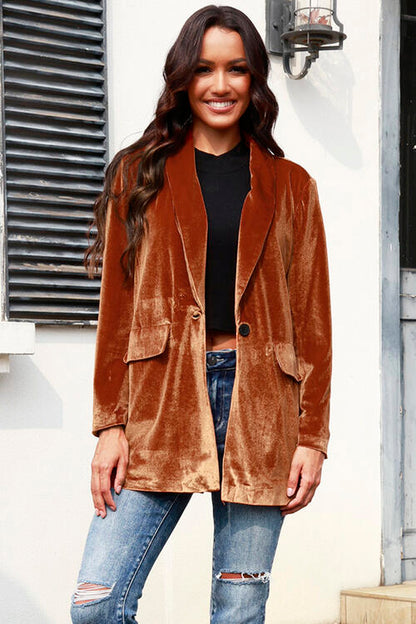 Button Up Pocketed Long Sleeve Jacket