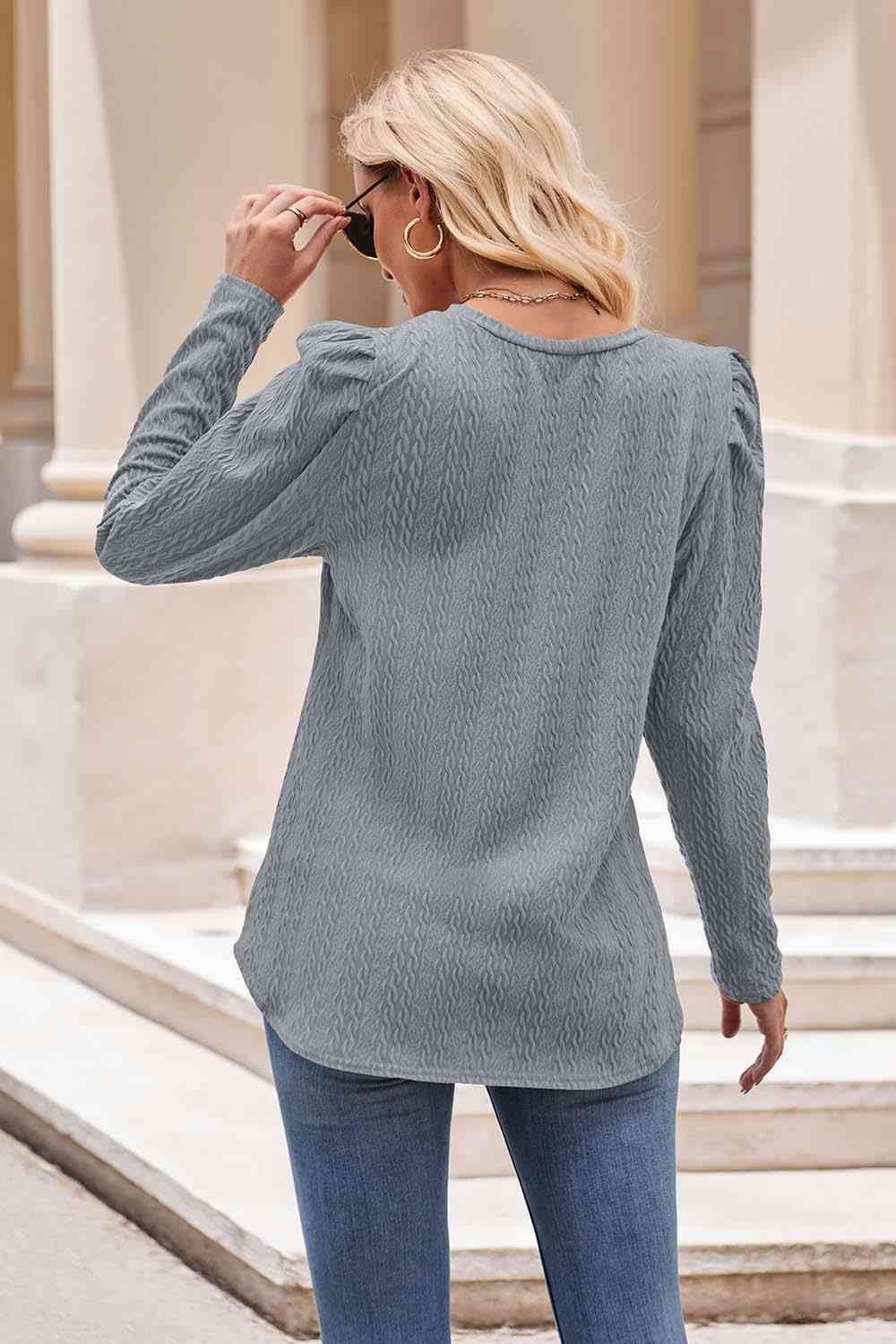 Round Neck Puff Sleeve Blouse - Create the impossible