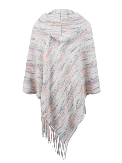 Fringe Hem Hooded Poncho