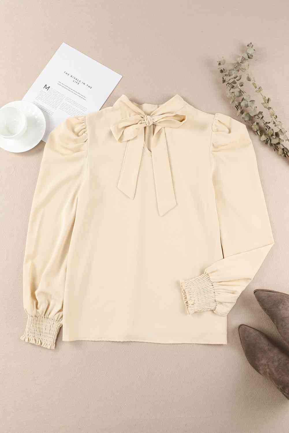 Mock Neck Puff Sleeve Blouse - Create the impossible