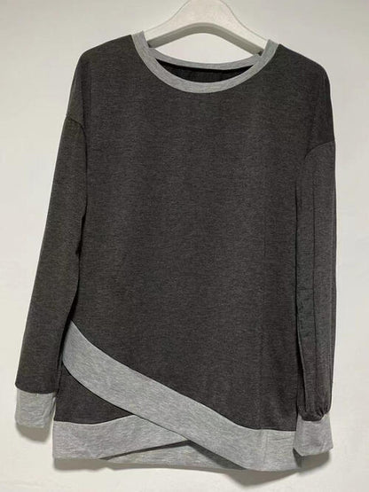 Contrast Boat Neck Long Sleeve T-Shirt