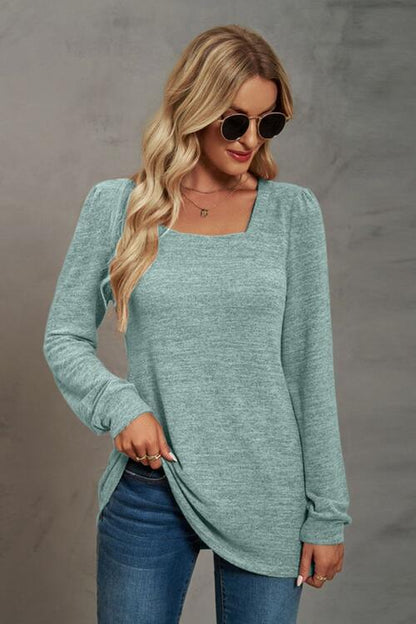 Square Neck Puff Sleeve T-Shirt