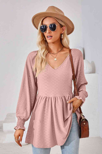 V-Neck Lantern Sleeve Blouse - Create the impossible