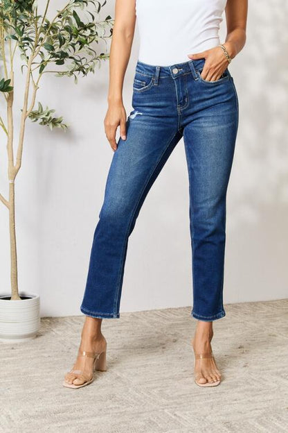 BAYEAS Distressed Cropped Jeans