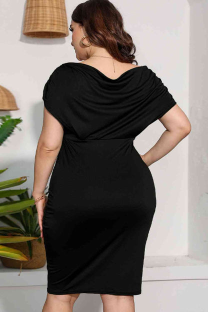 Plus Size Ruched V-Neck Dress