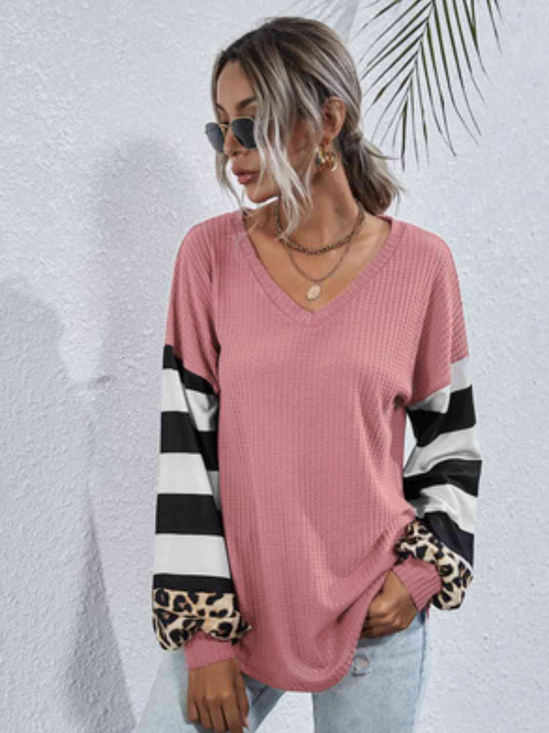 Leopard Striped Waffle-Knit Top - Create the impossible