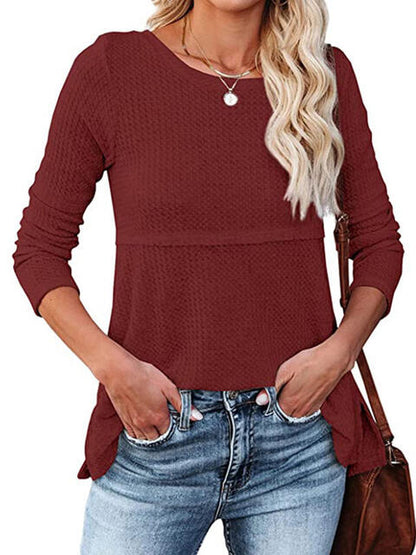 Cutout Round Neck Long Sleeve T-Shirt