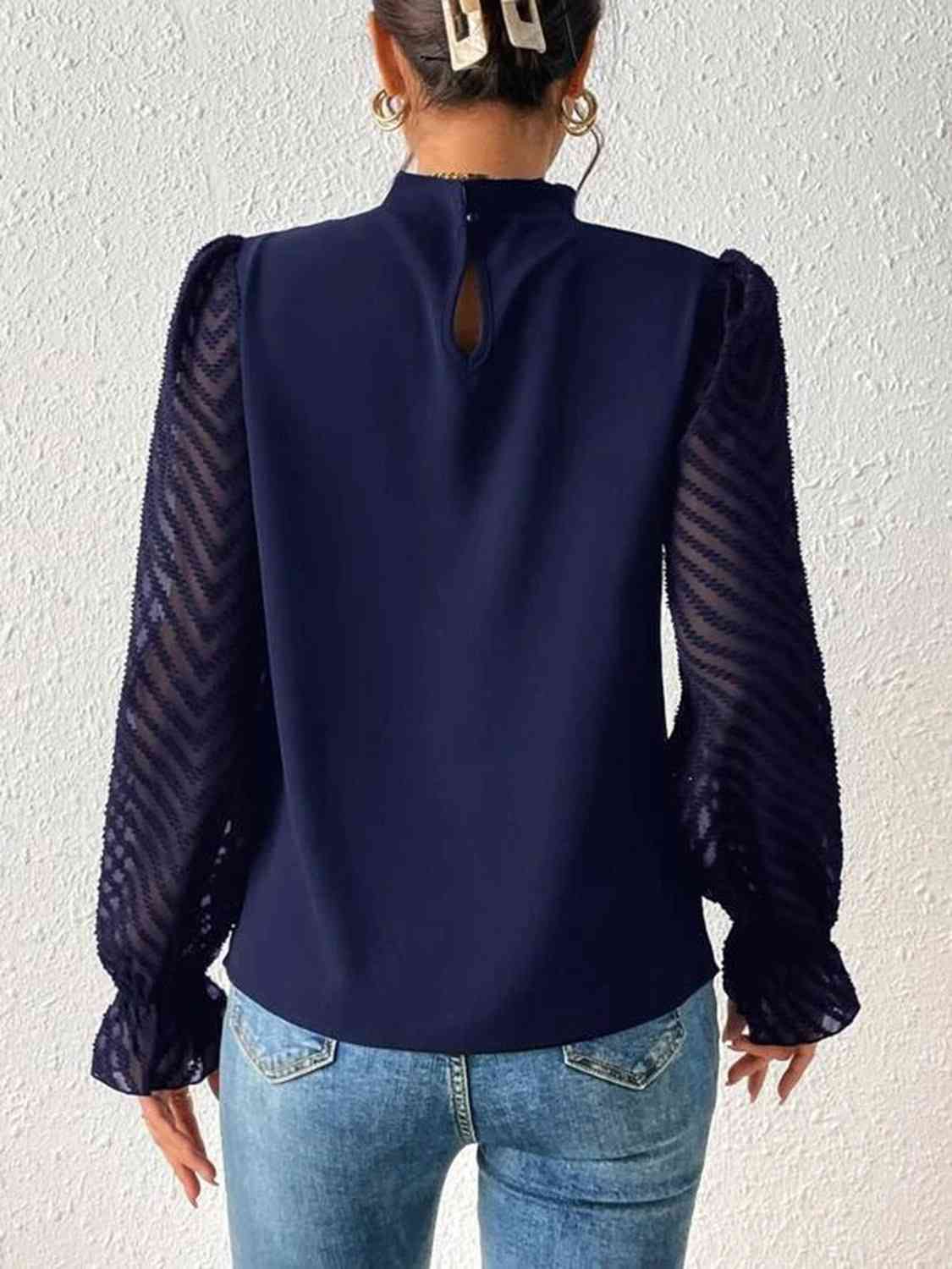 Mock Neck Flounce Sleeve Blouse - Create the impossible