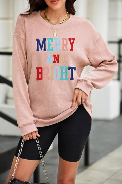 MERRY AND BRIGHT Graphic Sweatshirt - Create the impossible