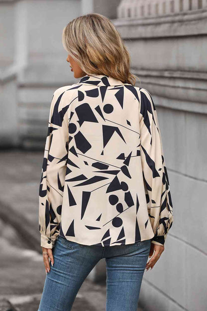 Printed Johnny Collar Blouse - Create the impossible