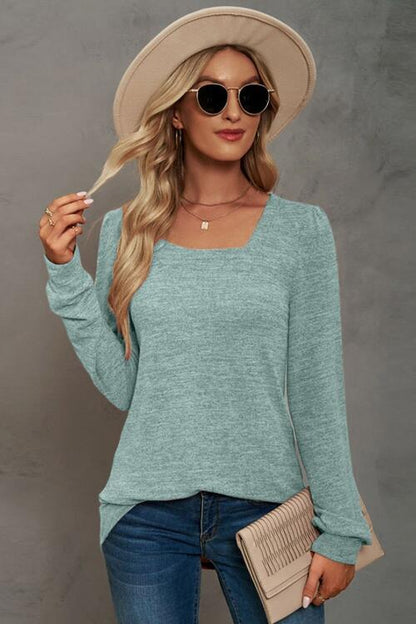 Square Neck Puff Sleeve T-Shirt