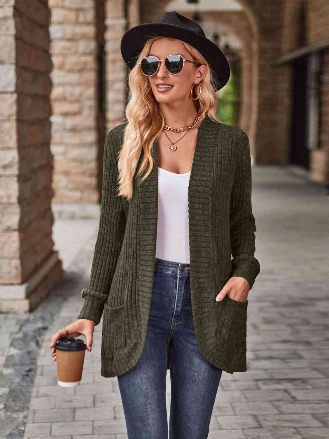 Open Front Cardigan with Pockets - Create the impossible
