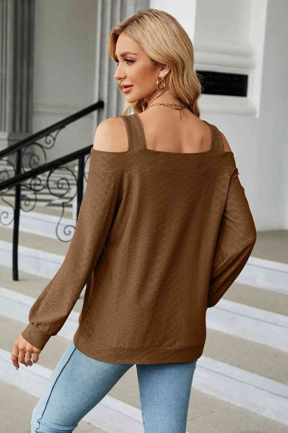 Cold Shoulder Square Neck Cutout Blouse - Create the impossible