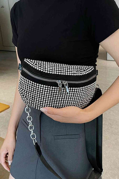 Rhinestone PU Leather Sling Bag - Create the impossible