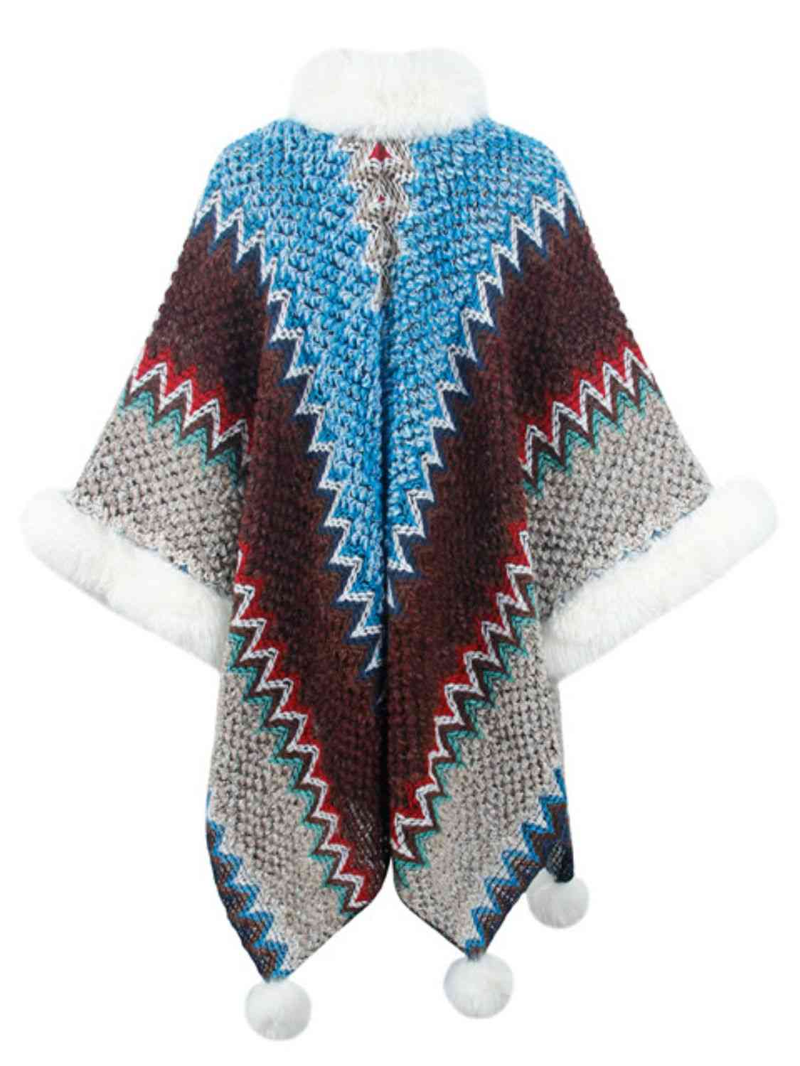 Color Block Open Front Poncho