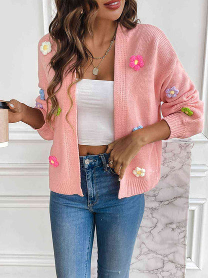 Floral Long Sleeve Open Front Cardigan - Create the impossible