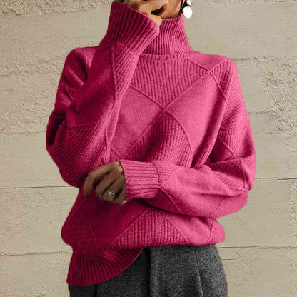 Geometric Turtleneck Long Sleeve Sweater - Create the impossible