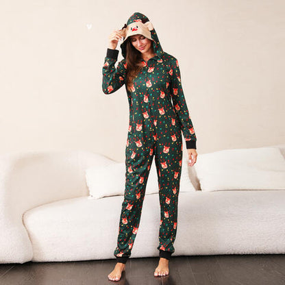 Printed Hooded Long Sleeve Jumpsuit