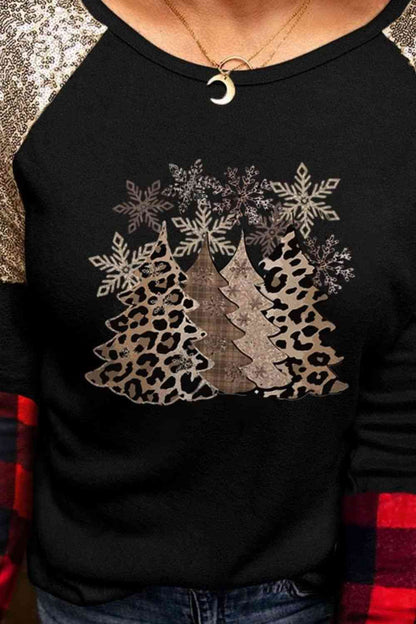 Christmas Tree Graphic Sequin T-Shirt