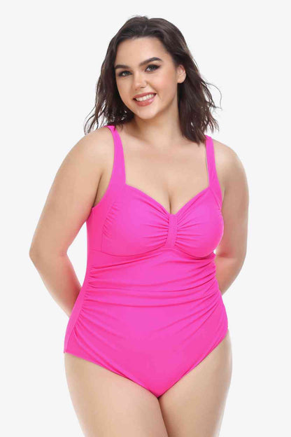 Plus Size Sleeveless Plunge One-Piece Swimsuit