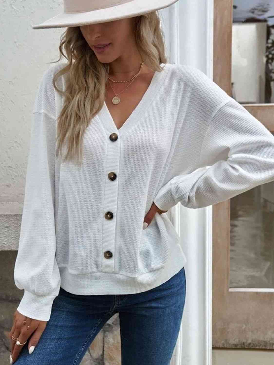 V-Neck Dropped Shoulder Blouse - Create the impossible