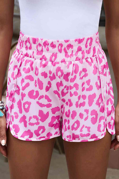 Leopard Elastic Waist Shorts