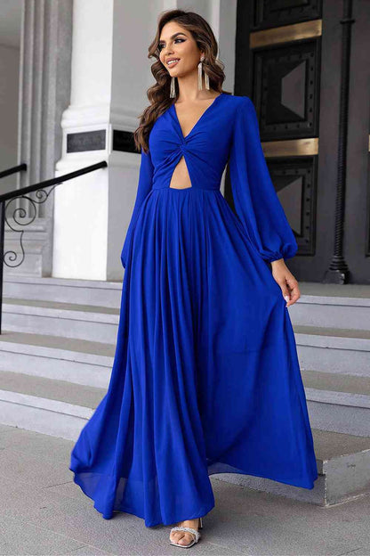 Twist Front Cutout Long Sleeve Dress - Create the impossible